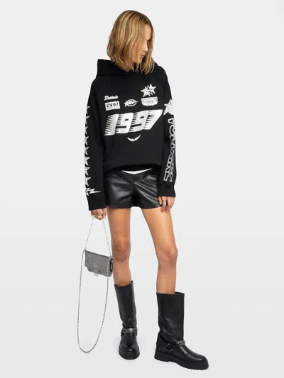 Zadig & Voltaire Womens Georgys Branded Cotton-jersey Hoody Black Xs