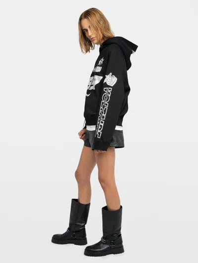 Zadig & Voltaire Womens Georgys Branded Cotton-jersey Hoody Black Xs