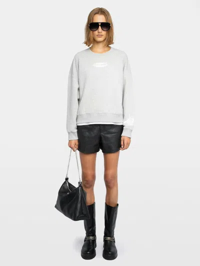 Zadig & Voltaire Womens Mira Logo-print Cotton-jersey Sweatshirt Gris Chine Clai Xs In Gray