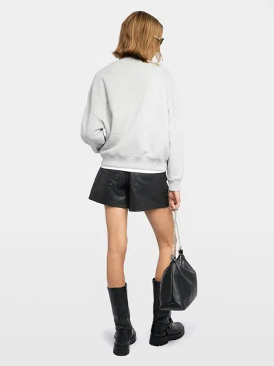 Zadig & Voltaire Womens Mira Logo-print Cotton-jersey Sweatshirt Gris Chine Clai Xs In Gray