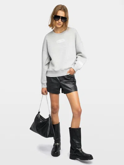 Zadig & Voltaire Womens Mira Logo-print Cotton-jersey Sweatshirt Gris Chine Clai Xs In Gray