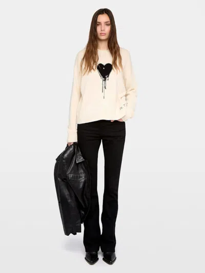 Zadig & Voltaire Womens Eggshell Markuz Heart-intarsia Cashmere Jumper In Neutral