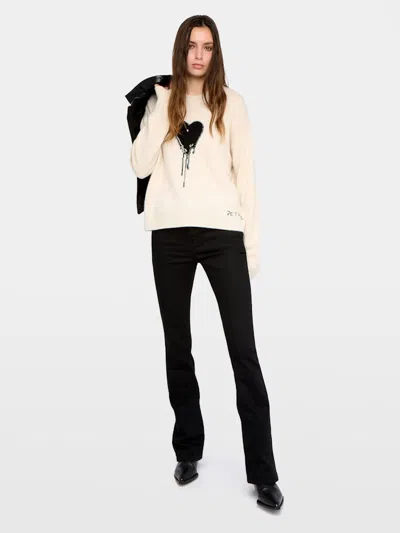 Zadig & Voltaire Womens Eggshell Markuz Heart-intarsia Cashmere Jumper In Neutral
