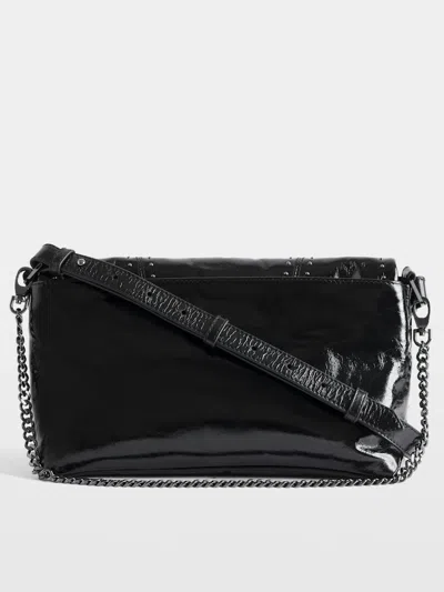 Zadig & Voltaire Black Leather Rock Ii Vintage Patent Studs Shoulder Bag
