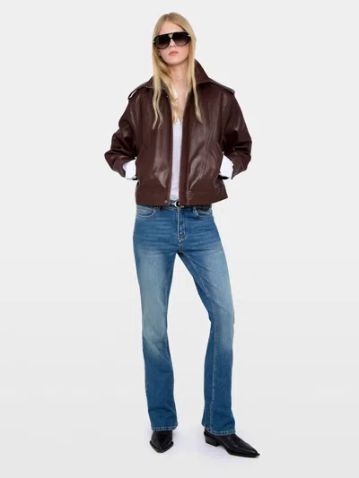 Zadig & Voltaire Womens Burgundy Kimo Leather Jacket In Brown