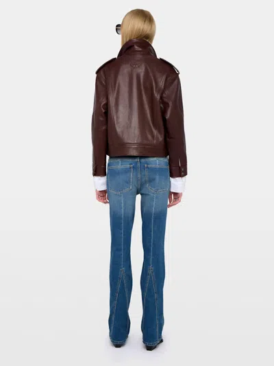 Zadig & Voltaire Womens Burgundy Kimo Leather Jacket In Brown