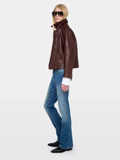 Zadig & Voltaire Womens Burgundy Kimo Leather Jacket In Brown