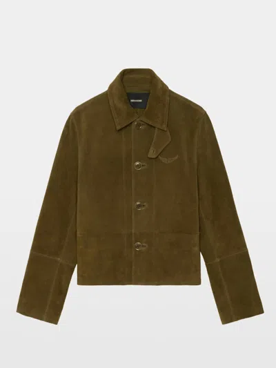 Zadig & Voltaire Womens Treillis Lessa Suede Leather Jacket In Multi