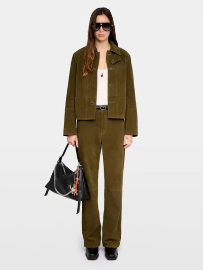 Zadig & Voltaire Womens Treillis Lessa Suede Leather Jacket In Multi