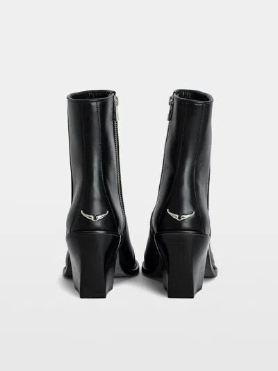 Zadig & Voltaire Cara 70mm Leather Boots In Black