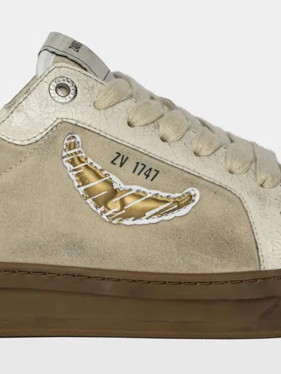 Zadig & Voltaire Basses Fly Wings Cracked Sneakers In Brown