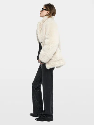 Zadig & Voltaire Womens Ecru Fleur Classic-collar Faux-fur Coat In Neutral