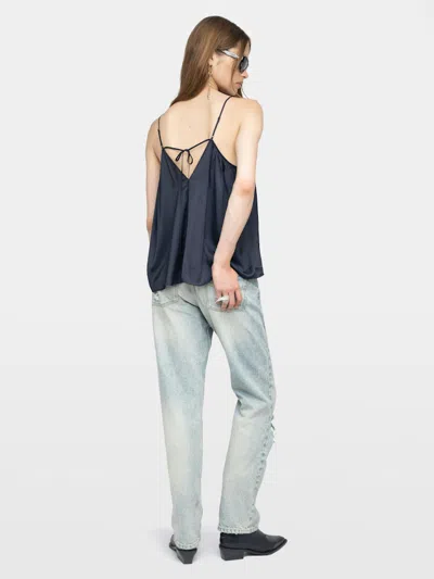 Zadig & Voltaire Womens Encre Cym V-neck Satin Cami Top Xs In Black