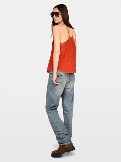 Zadig & Voltaire Womens Spice Christy Rhinestones-embellished Silk Camisole Xs In Orange