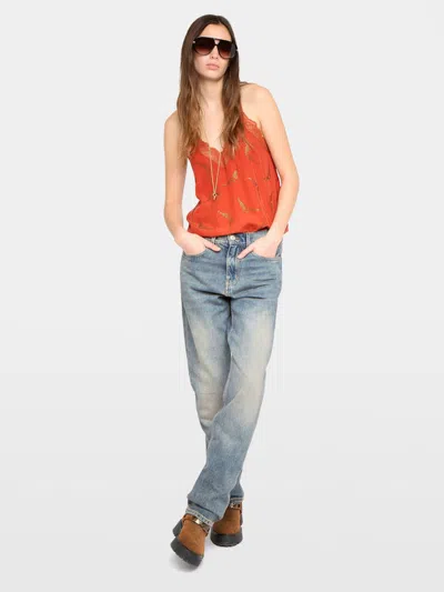Zadig & Voltaire Womens Spice Christy Rhinestones-embellished Silk Camisole Xs In Orange
