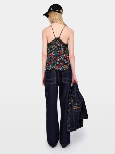 Zadig & Voltaire Womens Encre Christy Floral-print Woven Camisole In Black