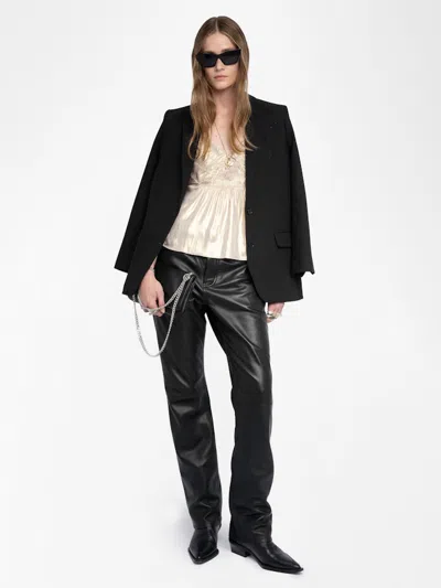 Zadig & Voltaire Womens Gold Cippie Pleated Satin Cami Top In Neutral