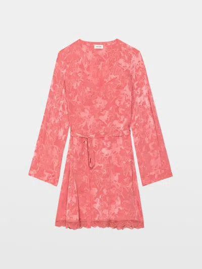 Zadig & Voltaire Ramasco Horse Pattern Jacquard Silk Minidress In Pink