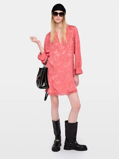 Zadig & Voltaire Ramasco Horse Pattern Jacquard Silk Minidress In Pink