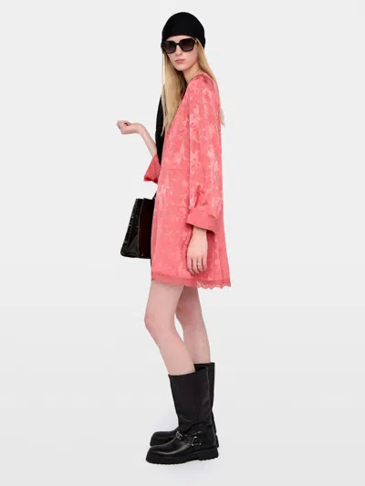 Zadig & Voltaire Ramasco Horse Pattern Jacquard Silk Minidress In Pink