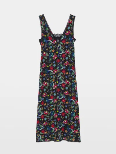 Zadig & Voltaire Womens Encre Renzo Floral-print Woven Midi Dress In Black