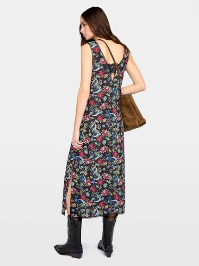 Zadig & Voltaire Womens Encre Renzo Floral-print Woven Midi Dress In Black
