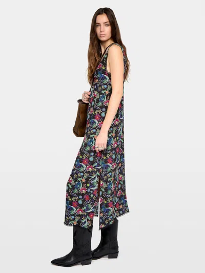 Zadig & Voltaire Womens Encre Renzo Floral-print Woven Midi Dress In Black