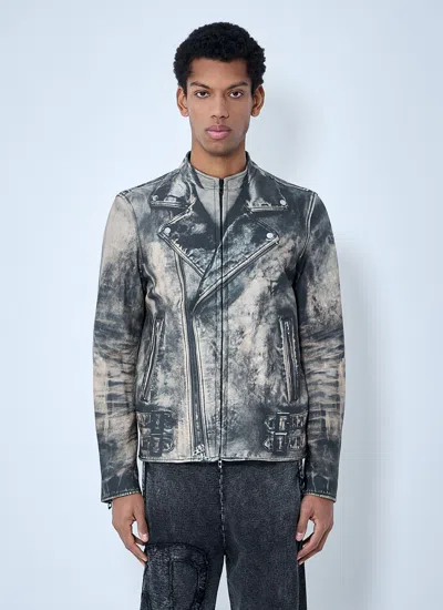 Diesel Distressed-effect Leather Jacket In Gray