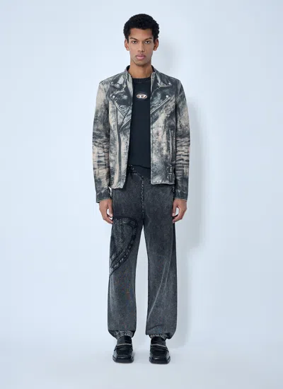 Diesel Distressed-effect Leather Jacket In Gray