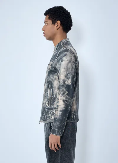 Diesel Distressed-effect Leather Jacket In Gray
