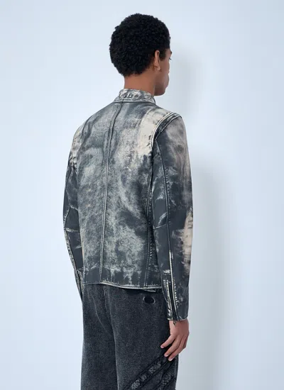 Diesel Distressed-effect Leather Jacket In Gray