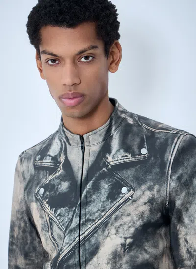 Diesel Distressed-effect Leather Jacket In Gray
