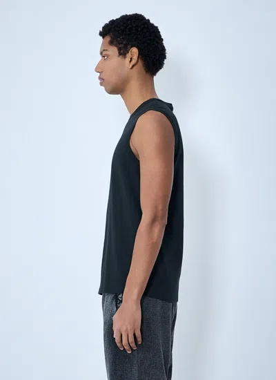 Diesel T-bisco-iod Black Sleeveless Top With Logo Detail On The Front In Cotton Man In Metallic