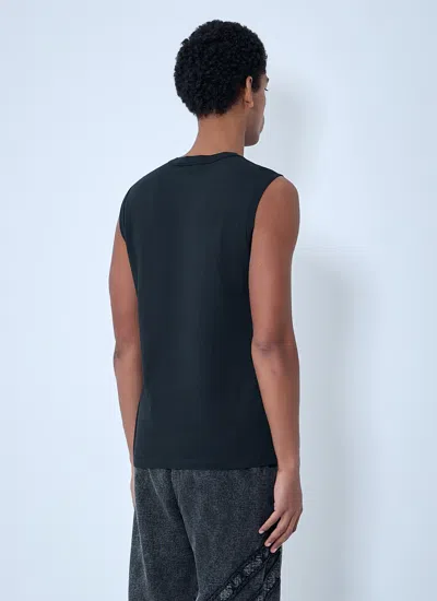 Diesel T-bisco-iod Black Sleeveless Top With Logo Detail On The Front In Cotton Man In Metallic