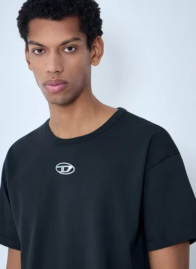 Diesel Mens 900 T-norm-iod Logo-embroidered Cotton-jersey T-shirt In Black