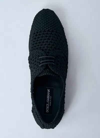 Dolce & Gabbana Men Black Woven Dress Shoes, 8 Luxury Lace Ups & Dress Shoes For Men Darveys In Black