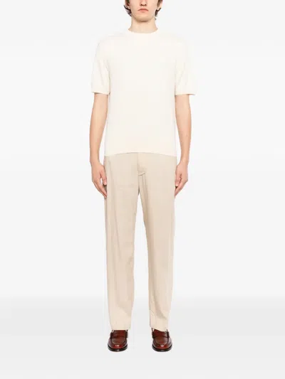 Canali Microstructured Cotton T-shirt In White