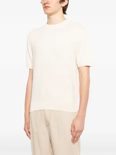 Canali Microstructured Cotton T-shirt In White