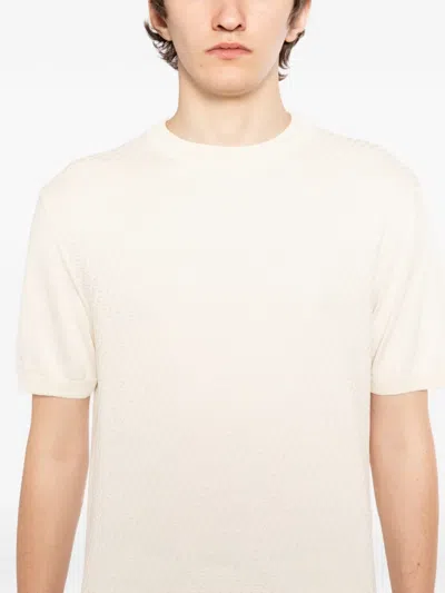 Canali Microstructured Cotton T-shirt In White