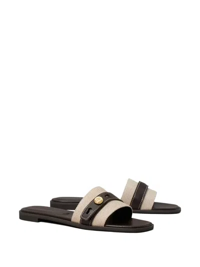 Tory Burch Beige Cotton Ovine Leather Rubber Thermoplastic Polyurethane Sandals In Neutral