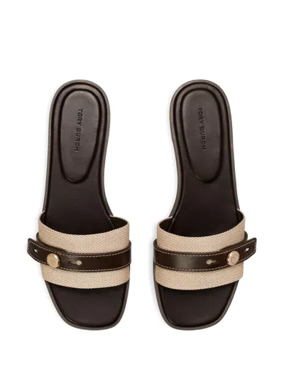 Tory Burch Beige Cotton Ovine Leather Rubber Thermoplastic Polyurethane Sandals In Neutral