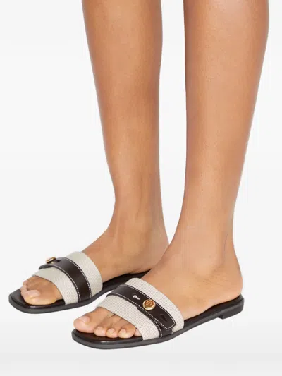 Tory Burch Beige Cotton Ovine Leather Rubber Thermoplastic Polyurethane Sandals In Neutral