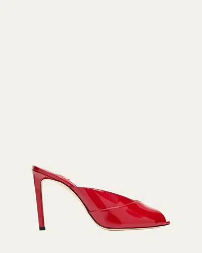Jimmy Choo Brigitte 100mm Patent Leather Mule Pumps In Red