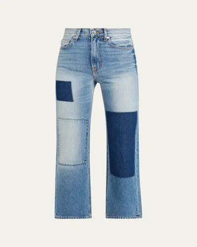 Veronica Beard Dylan High Rise Straight Ankle Jeans In Time Lapse In Blue