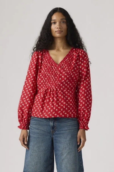 Levi's Soleil Wrap Blouse In Red