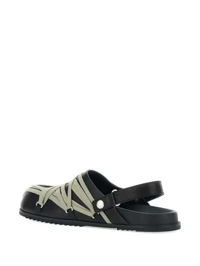 Rick Owens Megalace Mule Granola Black Leather Sandals In Black