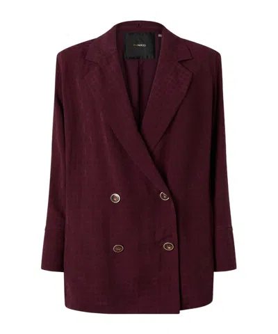 Pinko Double-breasted Patterned Jacket In Burgundy