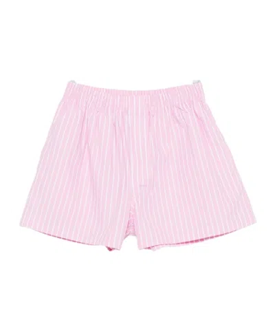 Balenciaga Pink And White Striped Cotton Boxer Shorts In Pink