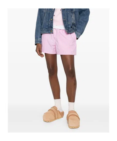Balenciaga Pink And White Striped Cotton Boxer Shorts In Pink