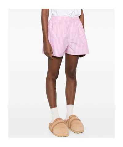 Balenciaga Pink And White Striped Cotton Boxer Shorts In Pink